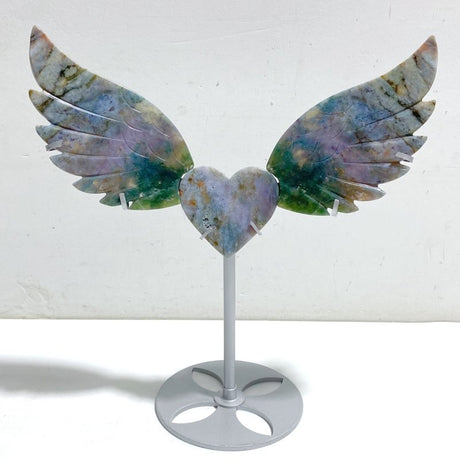 Unique Ocean Jasper Heart Wing Carving With Stand -Wholesale Crystals