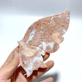 Unique Pink Agate Butterfly Wing Carving With Stand - Wholesale Crystals
