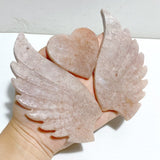 Unique Pink Agate Heart Wing Carving With Stand -Wholesale Crystals