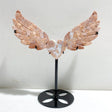 Unique Pink Agate Heart Wing Carving With Stand -Wholesale Crystals