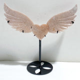 Unique Pink Agate Heart Wing Carving With Stand -Wholesale Crystals