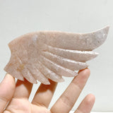 Unique Pink Agate Heart Wing Carving With Stand -Wholesale Crystals