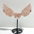 Unique Pink Agate Heart Wing Carving With Stand - Wholesale Crystals