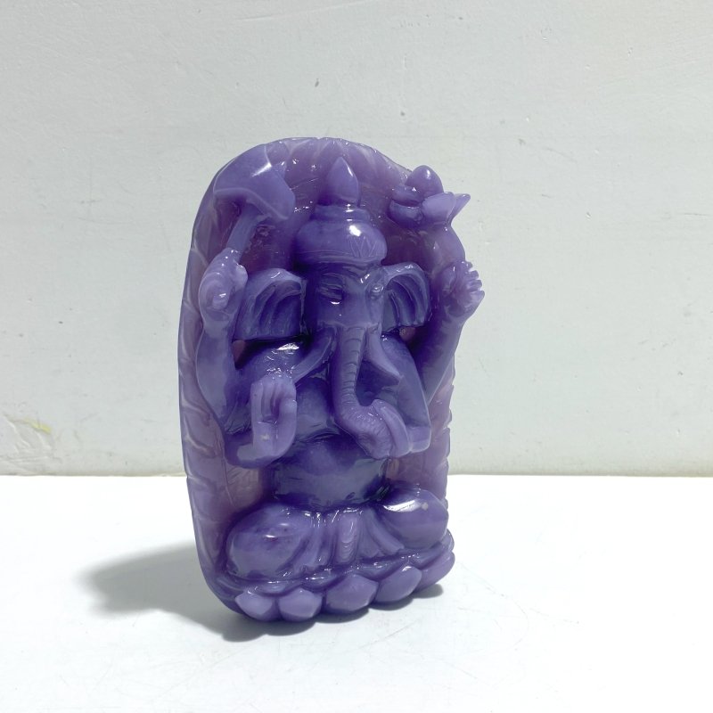 Unique Purple Jade Ganesha Carving - Wholesale Crystals