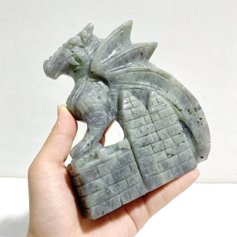 Unique Purple Labradorite Flying Dragon Carving - Wholesale Crystals