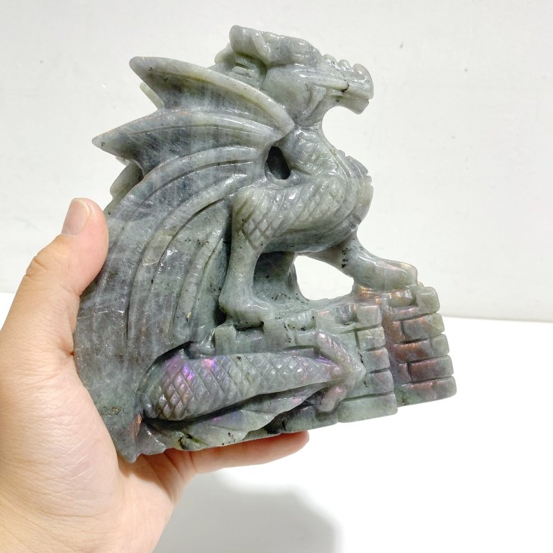Unique Purple Labradorite Flying Dragon Carving - Wholesale Crystals