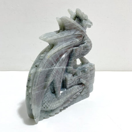Unique Purple Labradorite Flying Dragon Castle Carving - Wholesale Crystals