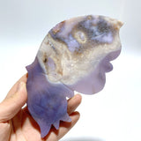 Unique Purple Sakura Flower Agate Butterfly Wing Carving With Stand - Wholesale Crystals