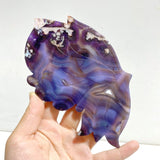Unique Purple Sakura Flower Agate Butterfly Wing Carving With Stand - Wholesale Crystals