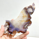 Unique Purple Sakura Flower Agate Butterfly Wing Carving With Stand -Wholesale Crystals