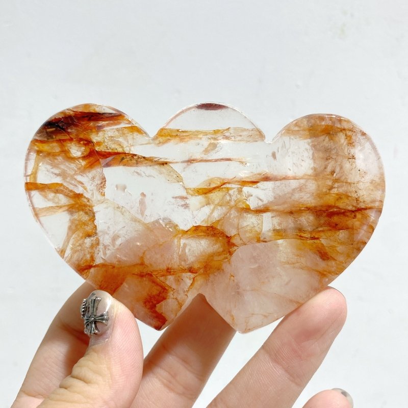 Unique Red Fire Quartz Heart Wing Carving With Stand -Wholesale Crystals