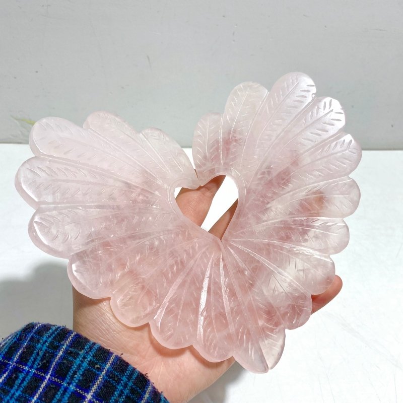 Unique Rose Quartz Heart Carving With Stand - Wholesale Crystals
