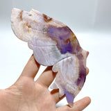 Unique Sakura Flower Agate Butterfly Wing Carving With Stand - Wholesale Crystals