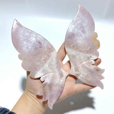 Unique Sakura Flower Agate Butterfly Wing Carving With Stand - Wholesale Crystals