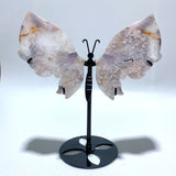 Unique Sakura Flower Agate Butterfly Wing Carving With Stand - Wholesale Crystals
