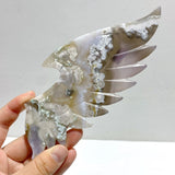 Unique Sakura Flower Agate Demon and Angel Wing Carving With Stand - Wholesale Crystals