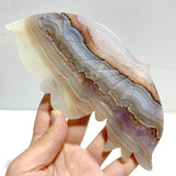 Unique Stripe Agate Mixed Amethyst Butterfly Wing Carving With Stand - Wholesale Crystals