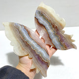 Unique Stripe Agate Mixed Amethyst Butterfly Wing Carving With Stand - Wholesale Crystals