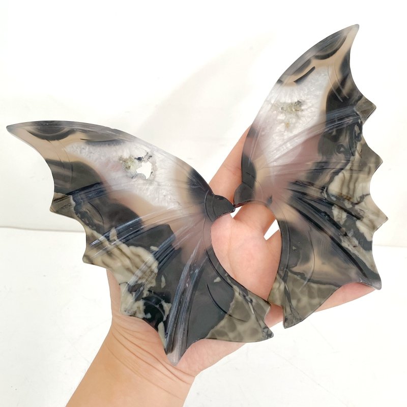 Unique Volcano Agate Bat Wing With Stand (UV - Reactive) - Wholesale Crystals