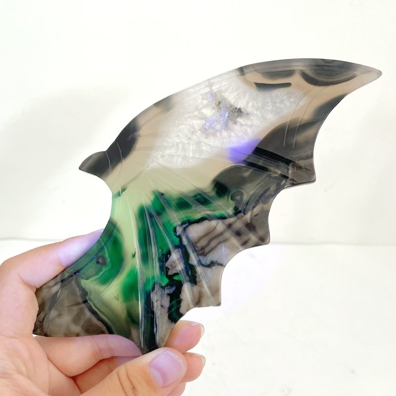 Unique Volcano Agate Bat Wing With Stand (UV - Reactive) - Wholesale Crystals