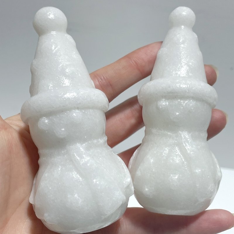 White Marble Snowman Carving Christmas Wholesale(Resin coating) - Wholesale Crystals