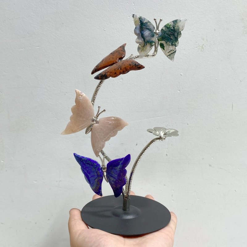 Wholesale Crystal Butterfly Flower Carving With Stand (Mixed Materials) -Wholesale Crystals
