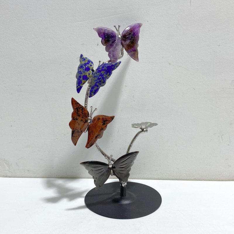 Wholesale Crystal Butterfly Flower Carving With Stand (Mixed Materials) -Wholesale Crystals