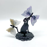 Wholesale Crystal Butterfly Wing Carving with Dog Metal Stand (Mixed Materials) -Wholesale Crystals
