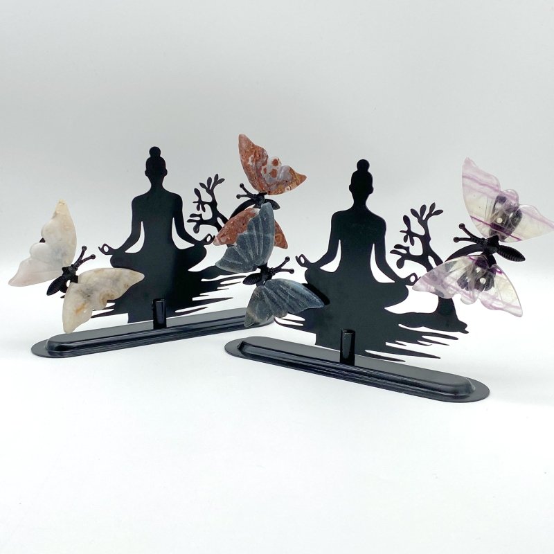 Wholesale Crystal Butterfly Wing Carving with Yoga Woman Stand (Mixed Stones) -Wholesale Crystals
