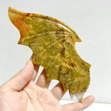 Yellow Ocean Jasper Demon And Angel Wing Carving With Stand - Wholesale Crystals