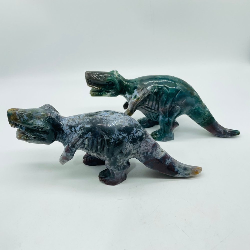 2 Pieces Large Ocean Jasper Tyrannosaurus Rex Dinosaur Carving -Wholesale Crystals