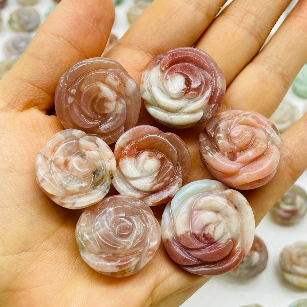 100 Pieces Beautiful Sakura Flower Agate Flower Carving -Wholesale Crystals