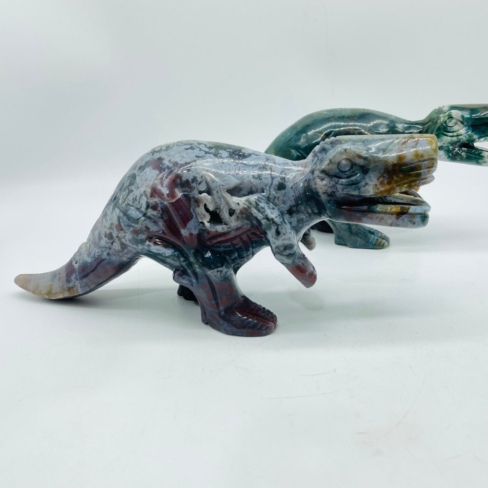 2 Pieces Large Ocean Jasper Tyrannosaurus Rex Dinosaur Carving -Wholesale Crystals