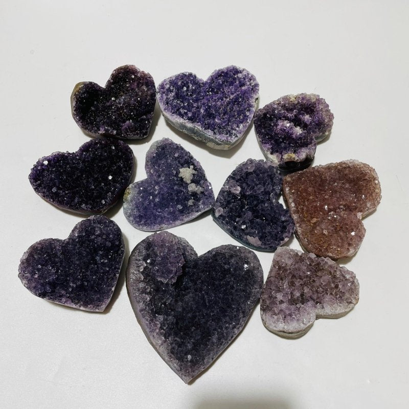 10 Pieces Beautiful Large Amethyst Heart -Wholesale Crystals
