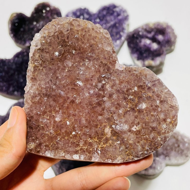 10 Pieces Beautiful Large Amethyst Heart -Wholesale Crystals