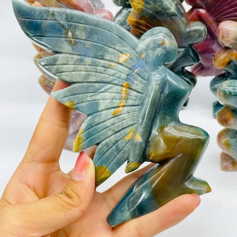 10 Pieces Beautiful Ocean Jasper Butterfly Fairy Carving -Wholesale Crystals