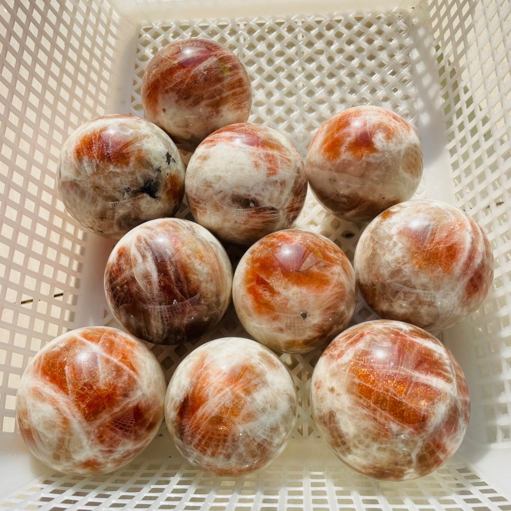 10 Pieces Beautiful Sunstone Spheres -Wholesale Crystals