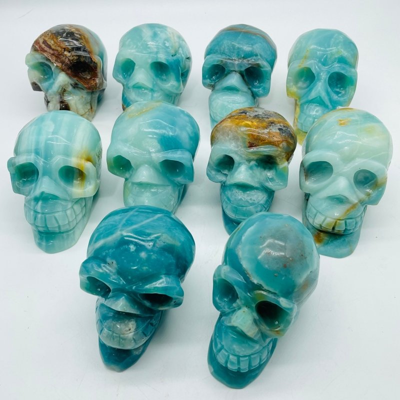 10 Pieces Caribbean Calcite Skull Carving -Wholesale Crystals