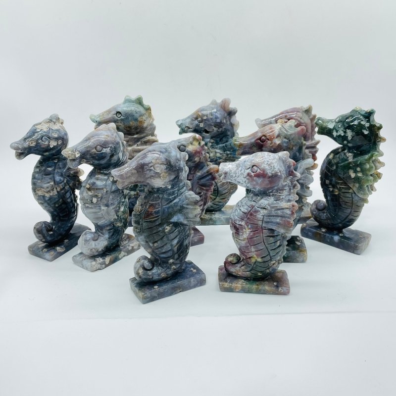 10 Pieces Cute Ocean Jasper Seahorse Carving -Wholesale Crystals