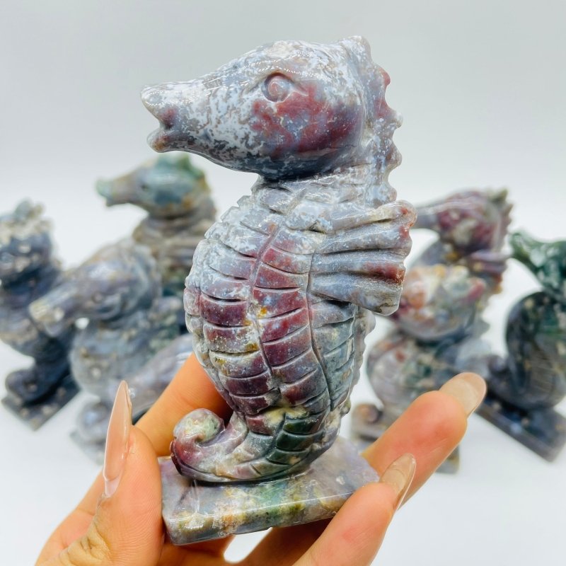 10 Pieces Cute Ocean Jasper Seahorse Carving -Wholesale Crystals