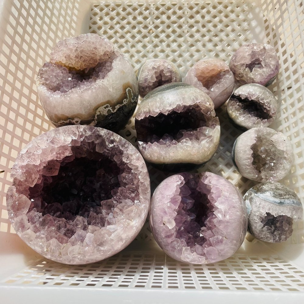 10 Pieces High Quality Amethyst Geode Sphere Ball -Wholesale Crystals