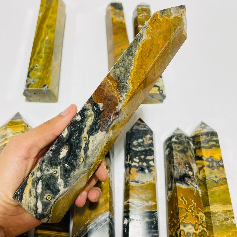 10 Pieces High Quality Yellow Vein Ocean Jasper Tower -Wholesale Crystals