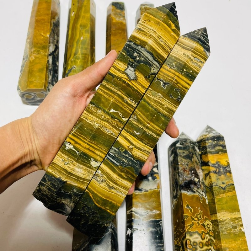 10 Pieces High Quality Yellow Vein Ocean Jasper Tower -Wholesale Crystals