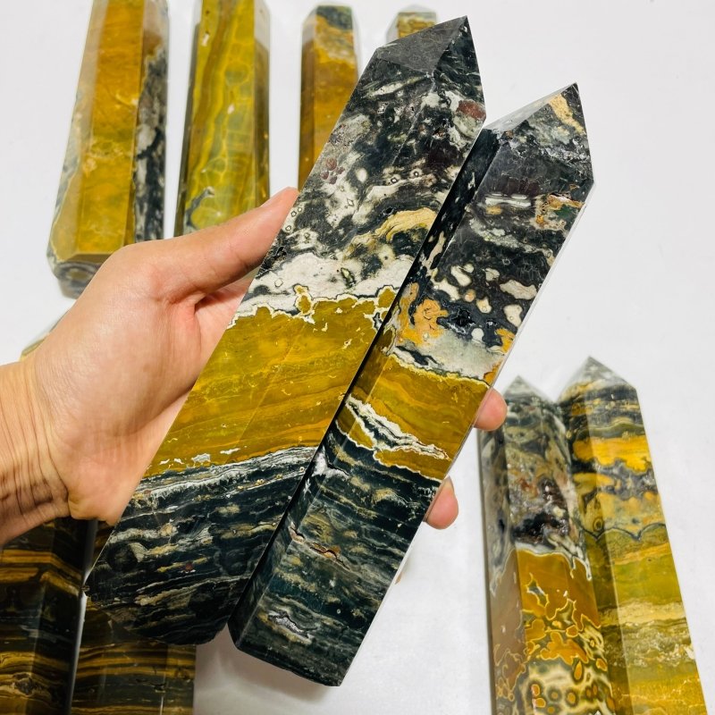 10 Pieces High Quality Yellow Vein Ocean Jasper Tower -Wholesale Crystals