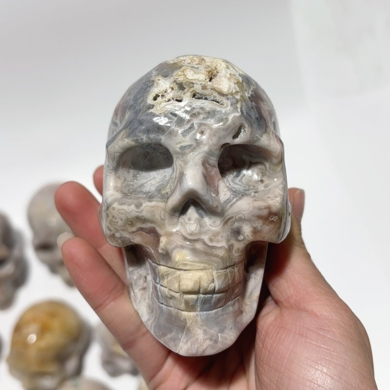 10 Pieces Large Agate Skull Carving - Wholesale Crystals