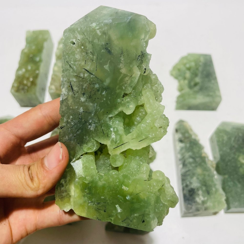 10 Pieces Large Natural Prehnite Tower Raw Side -Wholesale Crystals