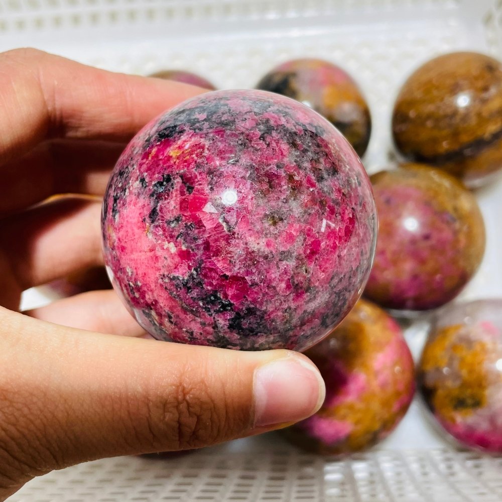 10 Pieces Red Rhodonite Mixed Quartz Spheres -Wholesale Crystals