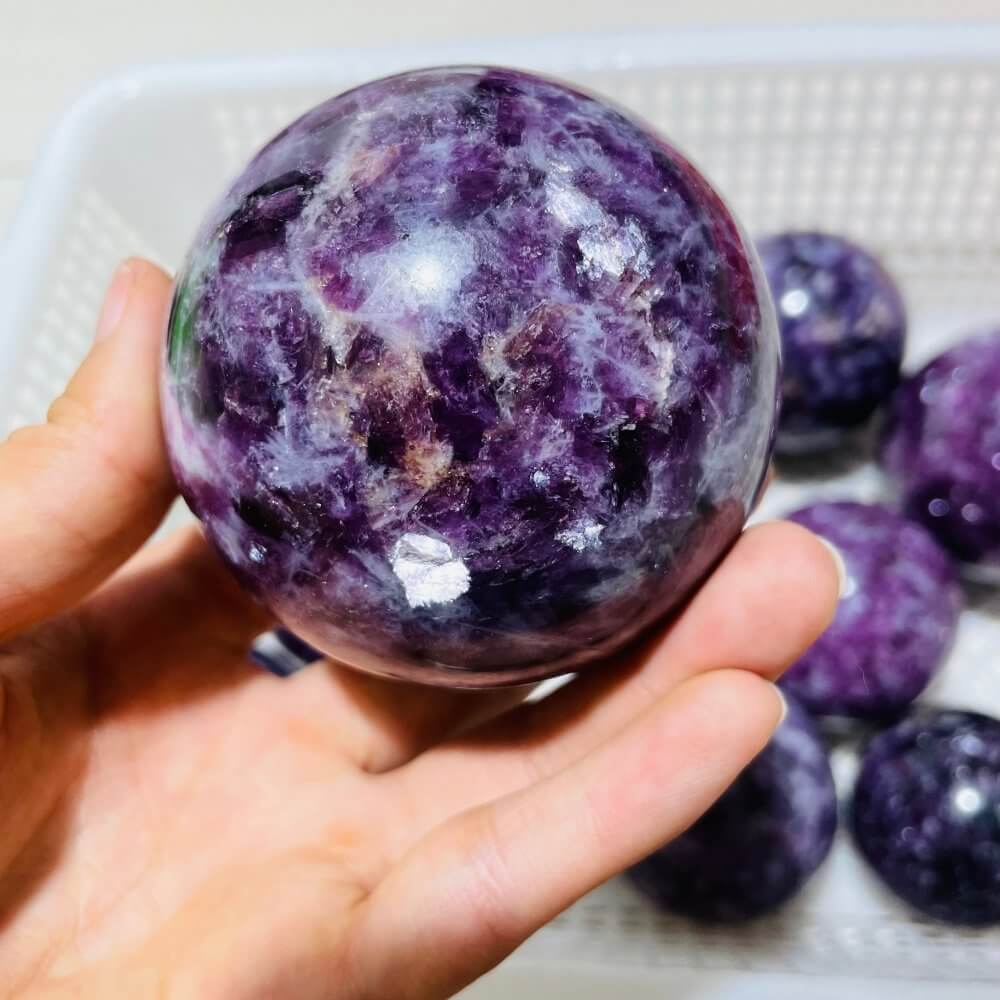 10 Pieces Spark Lepidolite Spheres -Wholesale Crystals