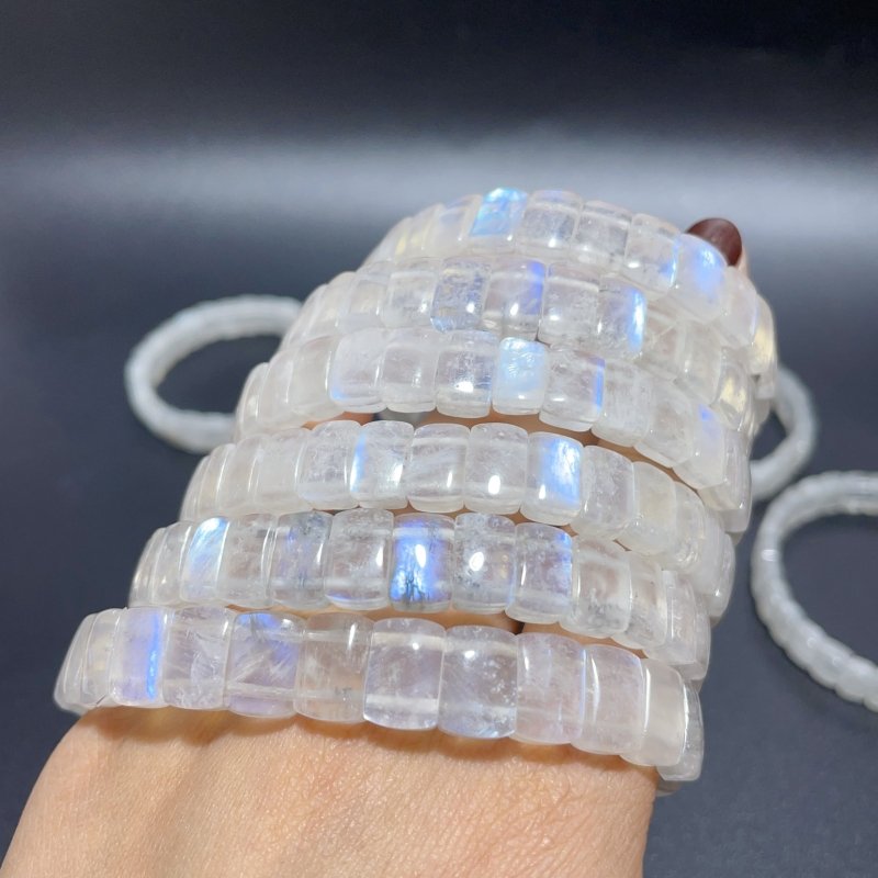 10 Pieces Sri Lanka Flash Blue Moonstone Bracelet -Wholesale Crystals