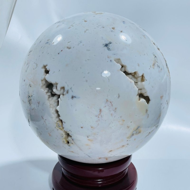 10.2inch Large White Rhyolite Geode Sphere -Wholesale Crystals